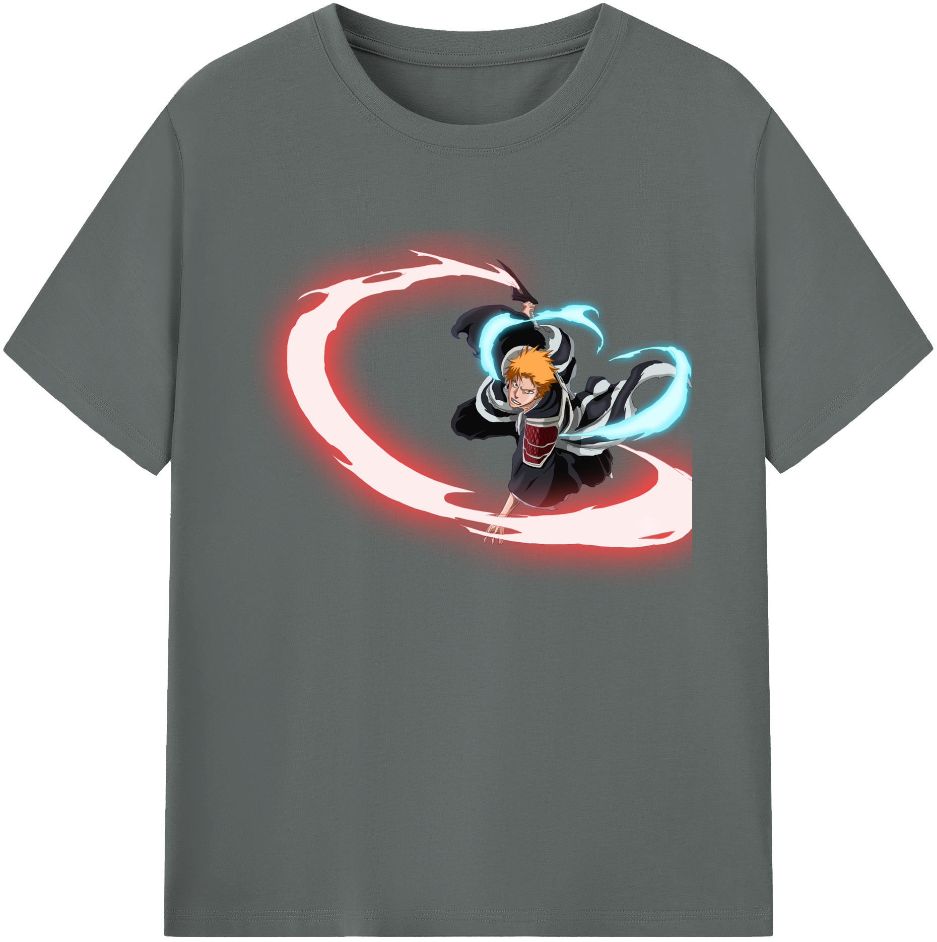 （画像用） ブリーチ 黒崎一護（くろさき いちご）BLEACH Kurosaki Ichigo 綿100％ メンズ半袖Tシャツ｜肌触りやわらか＆通気性